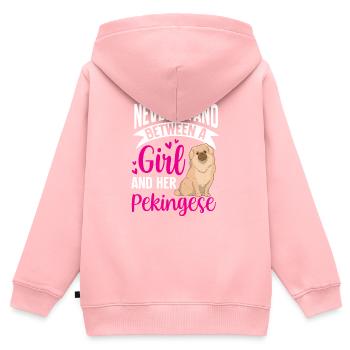 Mädchen und ihr Pekinese Peking-Palasthund - Kinder Premium Organic Zip Hoodie - Rosa - Hinten - AI Model Kid Female (0cm)