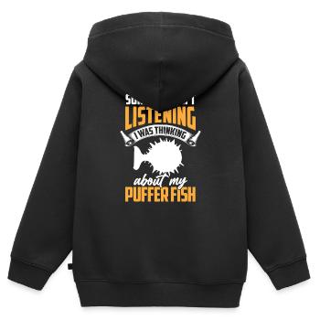 Thinking of puffer fish Giant puffer fish - Kids Premium Organic Zip-up Hoodie - black - Back - AI Model Kid Male (0cm)