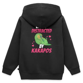 Kakapo lenkt ab flugunfähiger Papagei Kakapo - Kinder Premium Organic Zip Hoodie - Schwarz - Hinten - AI Model Kid Male (0cm)
