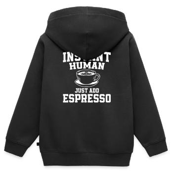 Instant Human: Just add espresso - Kids Premium Organic Zip-up Hoodie - black - Back - AI Model Kid Male (0cm)