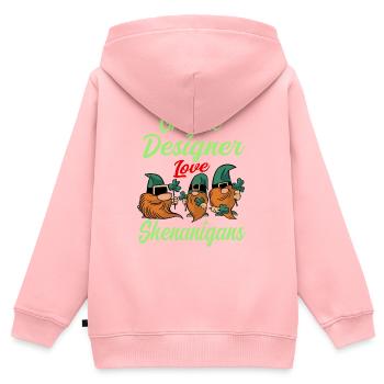Graphiste Saint-Patrick - Sweat Premium à capuche zippé enfant bio - rose - Dos - AI Model Kid Female (0cm)