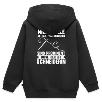 Näher Schneiderin - Kinder Premium Organic Zip Hoodie - Schwarz - Hinten - AI Model Kid Male (0cm)