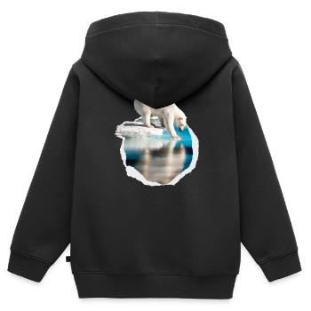 Ein weisses polar Bär auf der Eisscholle weiss Bär - Kinder Premium Organic Zip Hoodie - Schwarz - Hinten - AI Model Kid Male (0cm)