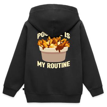 Poutine Canada Restauration rapide spécialisée - Sweat Premium à capuche zippé enfant bio - noir - Dos - AI Model Kid Male (0cm)