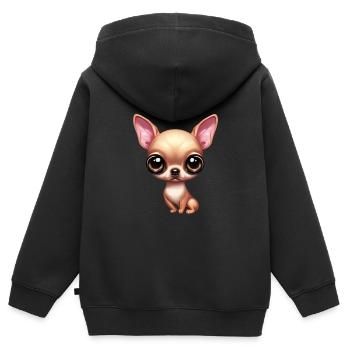 Verspielter Chihuahua - Kinder Premium Organic Zip Hoodie - Schwarz - Hinten - AI Model Kid Male (0cm)