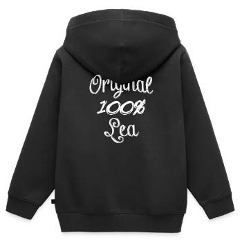 Original 100% Lea - Kinder Premium Organic Zip Hoodie - Schwarz - Hinten - AI Model Kid Male (0cm)