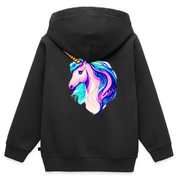Einhorn Fabeltier Unicorn Mädchen Einhörner - Kinder Premium Organic Zip Hoodie - Schwarz - Hinten - AI Model Kid Male (0cm)