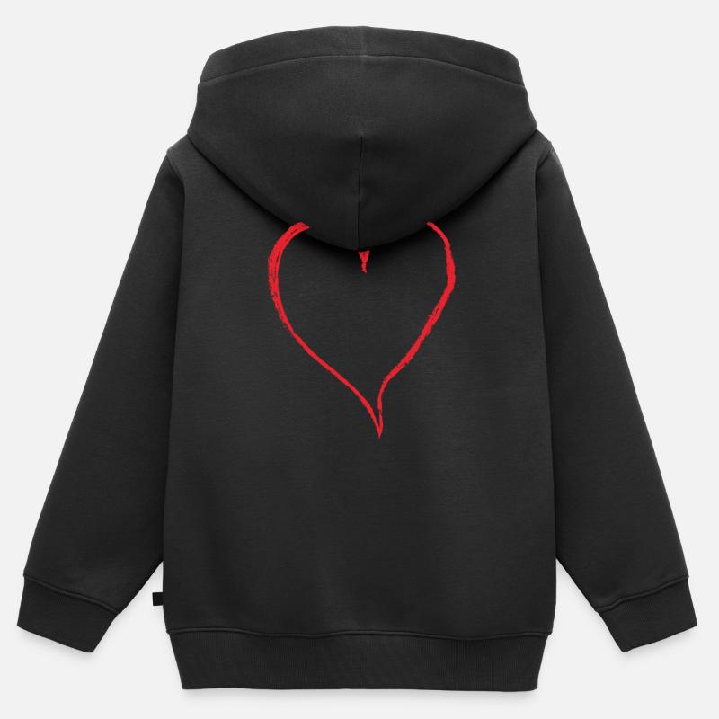 Grand cœur - Sweat Premium à capuche zippé enfant bio - noir