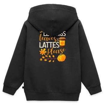 Leggings, leaves and latte, please funny - Kids Premium Organic Zip-up Hoodie - black - Back - AI Model Kid Male (0cm)