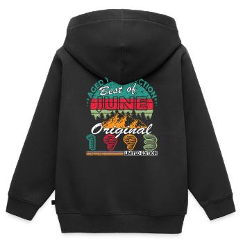June 1993 Anniversary Juni 1993 Juni - Kids Premium Organic Zip-up Hoodie - black - Back - AI Model Kid Male (0cm)