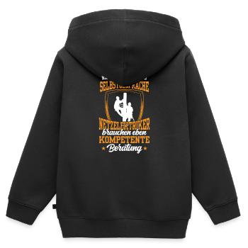 Netzelektriker brauchen kompetente Beratung - Kinder Premium Organic Zip Hoodie - Schwarz - Hinten - AI Model Kid Male (0cm)