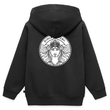 DIHIA La reine berbère surnommée Kahena - Sweat Premium à capuche zippé enfant bio - noir - Dos - AI Model Kid Male (0cm)