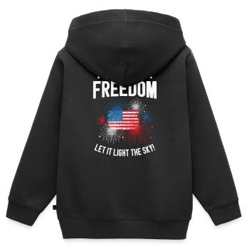 Indépendance des États-Unis Patriotic American - Sweat Premium à capuche zippé enfant bio - noir - Dos - AI Model Kid Male (0cm)