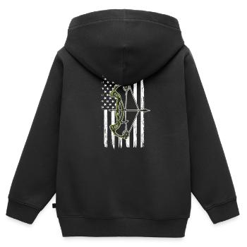 Bogenschütze Hirschjagd Amerikanische Flagge Bogen - Kinder Premium Organic Zip Hoodie - Schwarz - Hinten - AI Model Kid Male (0cm)