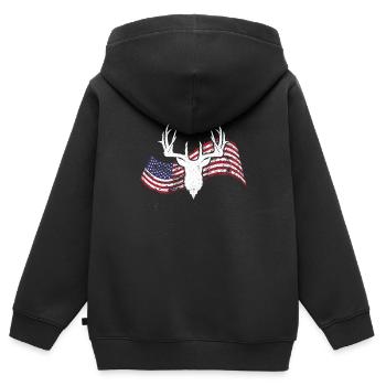 Hirschjagd Amerikanische Flagge Whitetail Buck - Kinder Premium Organic Zip Hoodie - Schwarz - Hinten - AI Model Kid Male (0cm)