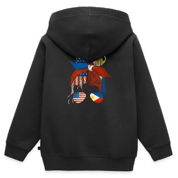 Philippinisch-amerikanische Freundschaft - Kinder Premium Organic Zip Hoodie - Schwarz - Hinten - AI Model Kid Male (0cm)