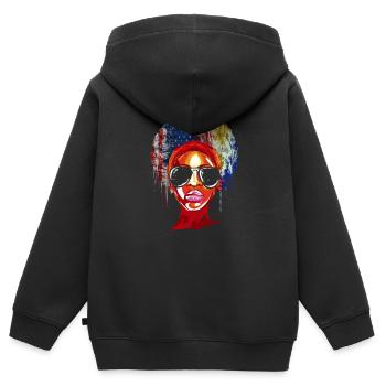 Philippinisch-amerikanische Freundschaft - Kinder Premium Organic Zip Hoodie - Schwarz - Hinten - AI Model Kid Male (0cm)