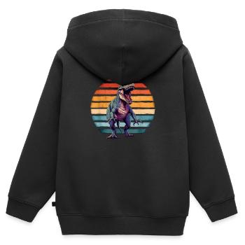 T-Rex Dinosaure Dino Paléontologie Paléontologie - Sweat Premium à capuche zippé enfant bio - noir - Dos - AI Model Kid Male (0cm)