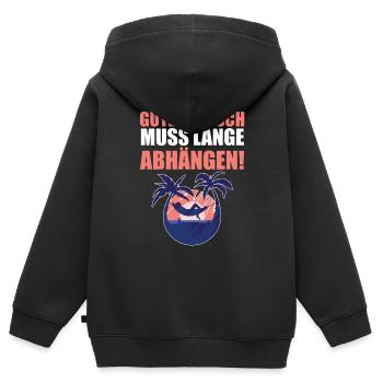 Gutes Fleisch Muss Lange Abhängen - Kinder Premium Organic Zip Hoodie - Schwarz - Hinten - AI Model Kid Male (0cm)