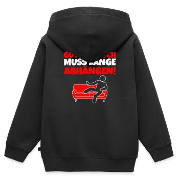 Gutes Fleisch Muss Lange Abhängen - Kinder Premium Organic Zip Hoodie - Schwarz - Hinten - AI Model Kid Male (0cm)