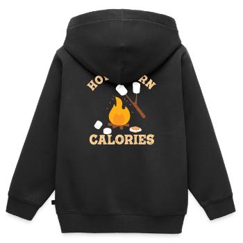 Marshmallow s’mores camping fitness gym workout - Sweat Premium à capuche zippé enfant bio - noir - Dos - AI Model Kid Male (0cm)