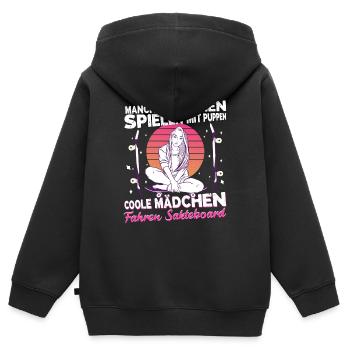 Skateboard Mädchen Skaterin Coole Mädels skaten - Kinder Premium Organic Zip Hoodie - Schwarz - Hinten - AI Model Kid Male (0cm)