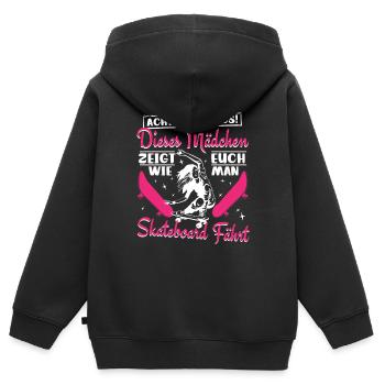 Skateboarderin Skaterin - Kinder Premium Organic Zip Hoodie - Schwarz - Hinten - AI Model Kid Male (0cm)