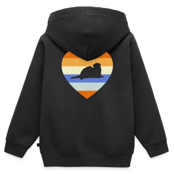 Vintage Heart Cute Weasel Ferret Animal Lover Retr - Kids Premium Organic Zip-up Hoodie - black - Back - AI Model Kid Male (0cm)