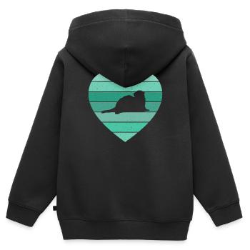 Vintage Heart Weasel Ferret Retro Cute - Kinder Premium Organic Zip Hoodie - Schwarz - Hinten - AI Model Kid Male (0cm)