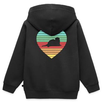 Weasel Cute Retro Ferret Fan Vintage Heart - Kinder Premium Organic Zip Hoodie - Schwarz - Hinten - AI Model Kid Male (0cm)