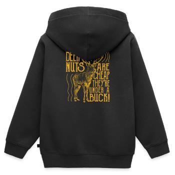 Deer Nuts Are Cheap They're Under A Buck Funny Elk - Kinder Premium Organic Zip Hoodie - Schwarz - Hinten - AI Model Kid Male (0cm)
