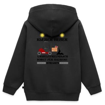 Klima Kleber Heber - Kinder Premium Organic Zip Hoodie - Schwarz - Hinten - AI Model Kid Male (0cm)
