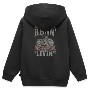 Moto design motard - Sweat Premium à capuche zippé enfant bio - noir - Dos - AI Model Kid Male (0cm)