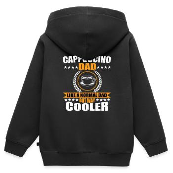 Cappuccino Papa Outfit Barista - Sweat Premium à capuche zippé enfant bio - noir - Dos - AI Model Kid Male (0cm)