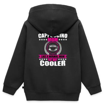 Cappuccino Mama Design - Sweat Premium à capuche zippé enfant bio - noir - Dos - AI Model Kid Male (0cm)