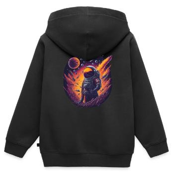 Fantaisie spatiale - Sweat Premium à capuche zippé enfant bio - noir - Dos - AI Model Kid Male (0cm)