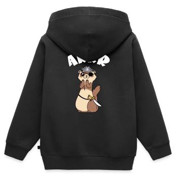 Ferret Pirate Arrr Eye Patch Funny Kids - Kinder Premium Organic Zip Hoodie - Schwarz - Hinten - AI Model Kid Male (0cm)