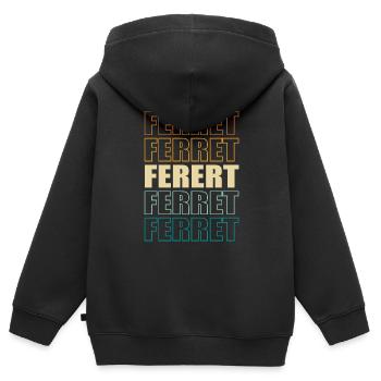 Retro Ferret Vintage Cute Weasel - Kinder Premium Organic Zip Hoodie - Schwarz - Hinten - AI Model Kid Male (0cm)