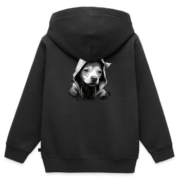 Chihuahua | Chien Cool | Rap | Hip-Hop | Gangster - Sweat Premium à capuche zippé enfant bio - noir - Dos - AI Model Kid Male (0cm)
