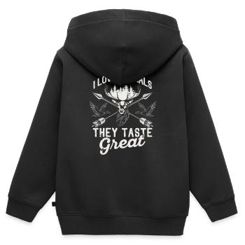 Ich liebe Tiere Sie schmecken toll Hirschjagd Ente - Kinder Premium Organic Zip Hoodie - Schwarz - Hinten - AI Model Kid Male (0cm)