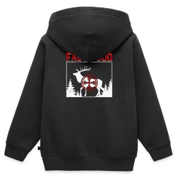 Fast Food Hirschjagd Lustig Elchjäger Wildtiere - Kinder Premium Organic Zip Hoodie - Schwarz - Hinten - AI Model Kid Male (0cm)