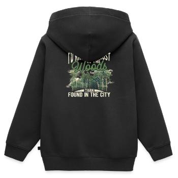 I'd rather be lost in the woods than in the city - Kids Premium Organic Zip-up Hoodie - black - Back - AI Model Kid Male (0cm)