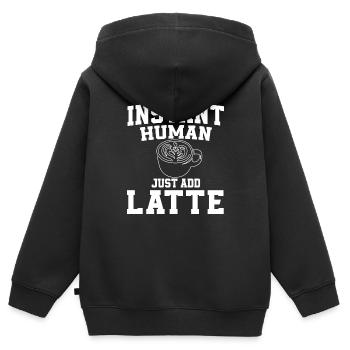Instant Human ajoute simplement Latte - Sweat Premium à capuche zippé enfant bio - noir - Dos - AI Model Kid Male (0cm)