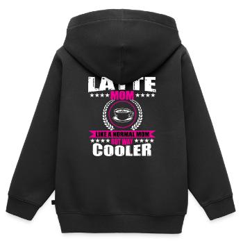 Latte Mama Kaffeetrinker - Kinder Premium Organic Zip Hoodie - Schwarz - Hinten - AI Model Kid Male (0cm)