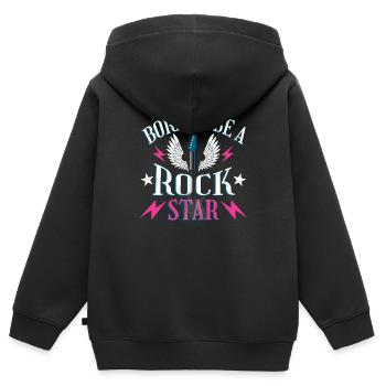 Geboren, um ein zu sein Rockmusik - Kinder Premium Organic Zip Hoodie - Schwarz - Hinten - AI Model Kid Male (0cm)