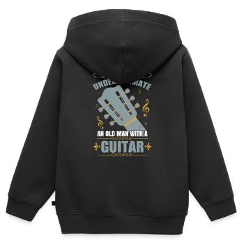 Akustische Gitarre Herren - Kinder Premium Organic Zip Hoodie - Schwarz - Hinten - AI Model Kid Male (0cm)