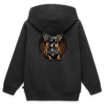 Chihuahua | Chien Cool | Rap | Hip-Hop | Gangster - Sweat Premium à capuche zippé enfant bio - noir - Dos - AI Model Kid Male (0cm)