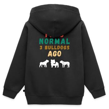 I was normal 3 Bulldogs ago - Sweat Premium à capuche zippé enfant bio - noir - Dos - AI Model Kid Male (0cm)