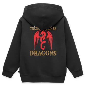 Drache Drachen Design Fabelwesen Phantasie - Kinder Premium Organic Zip Hoodie - Schwarz - Hinten - AI Model Kid Male (0cm)
