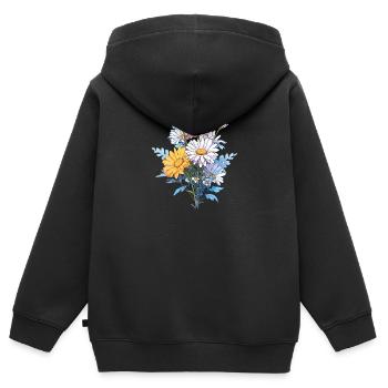 Blumen Gänseblümchen Liebhaber Vintage Blumen Humor Neuheit - Kinder Premium Organic Zip Hoodie - Schwarz - Hinten - AI Model Kid Male (0cm)